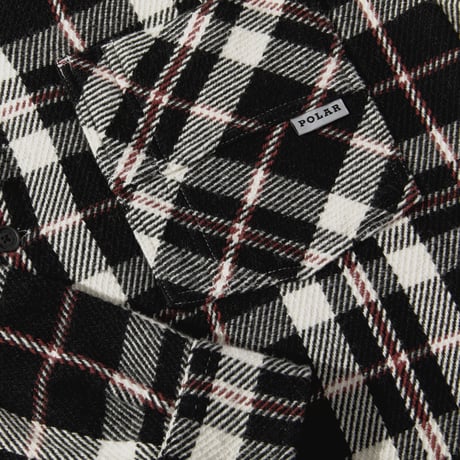 POLAR SKATE CO. BIG BOY OVERSHIRT FLANNEL BLACK/WHITE/RED