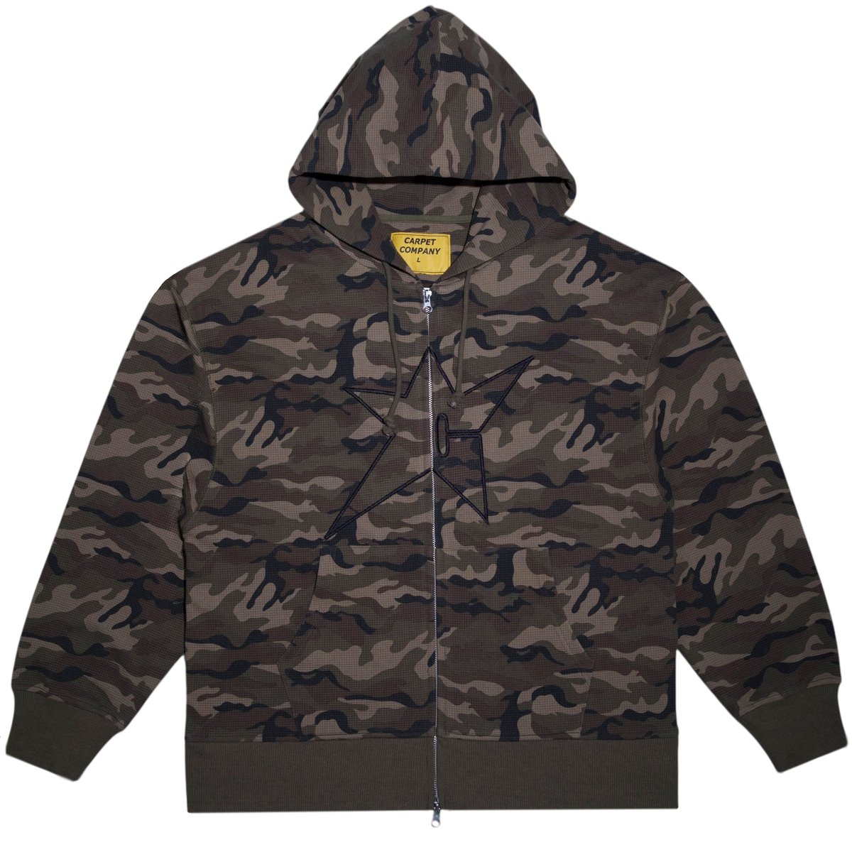 CARPET COMPANY THERMAL ZIP HOODIE BLACK