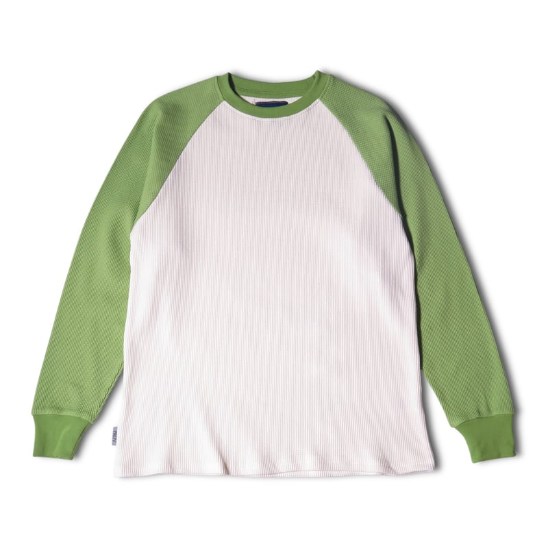 PROV WAFFLE RAGLAN THERMAL CREAM/GREEN | PROV O
