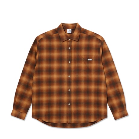 POLAR SKATE CO. MITCHELL LS SHIRT SHADOW CHECK CARAMEL