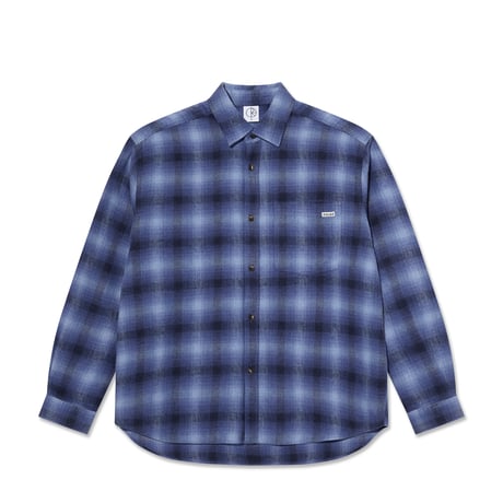 POLAR SKATE CO. MITCHELL LS SHIRT SHADOW CHECK BLUE