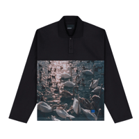 RASSVET SWAN MESH LS POLO BLACK