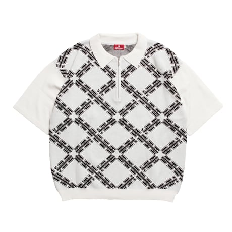 HELLRAZOR H CHAIN POLO KNIT WHITE