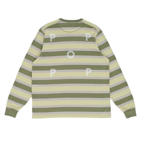 POP TRADING COMPANY STRIPED LOGO LONGSEEVE T-SHIRT FOUR LEAF CLOVER