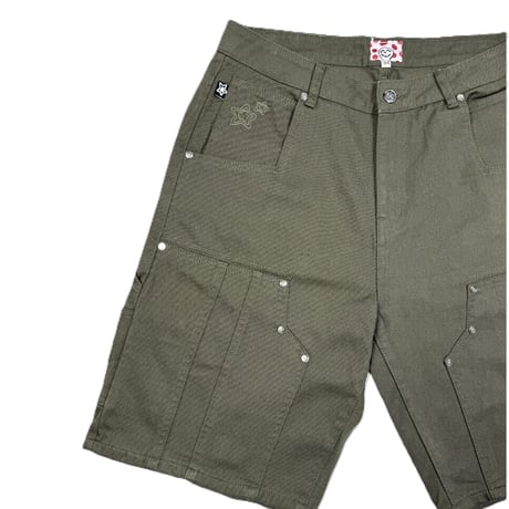 STARTEAM DOUBLE KNEE SEAM JEAN SHORTS OLIVE