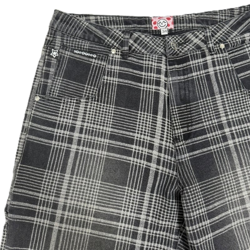 starteam Plaid Star Jeans Shorts Black