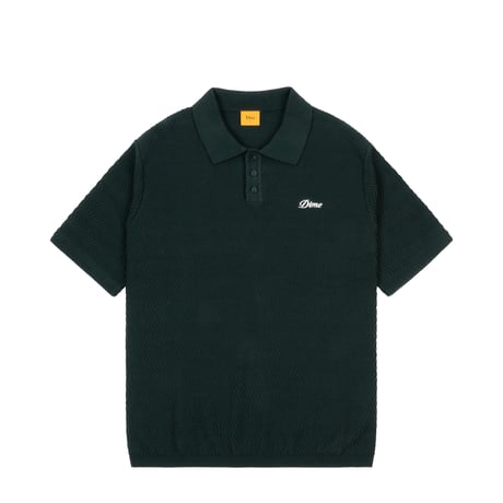 DIME WAVE CABLE KNIT POLO FOREST