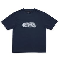 YARDSALE  SPRAY LEOPARD TEE NAVY