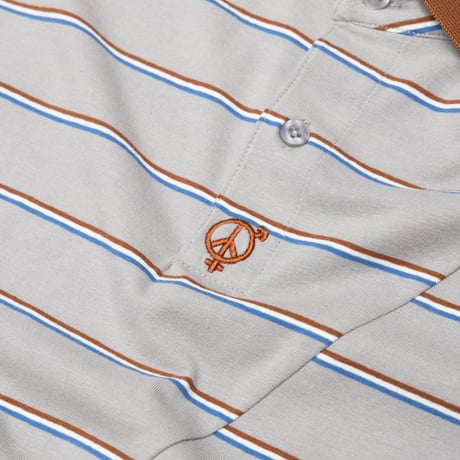 SEX HIPPIES SPLIT STRIPE POLO SHIRT GREY / BLUE