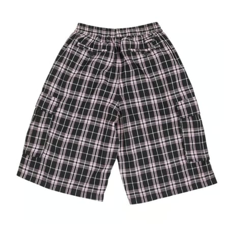 YARDSALE SHORELINE PLAID SHORTS BLACK/PINK