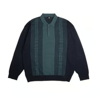 MAGENTA ROYAL KNIT LS POLO DARK NAVY