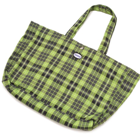 HODDLE BUTTERFLY CODE TOTE PLAID GREEN / BLUE