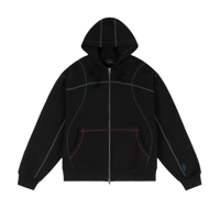 DIME COURT ZIP HOODIE BLACK MULTI