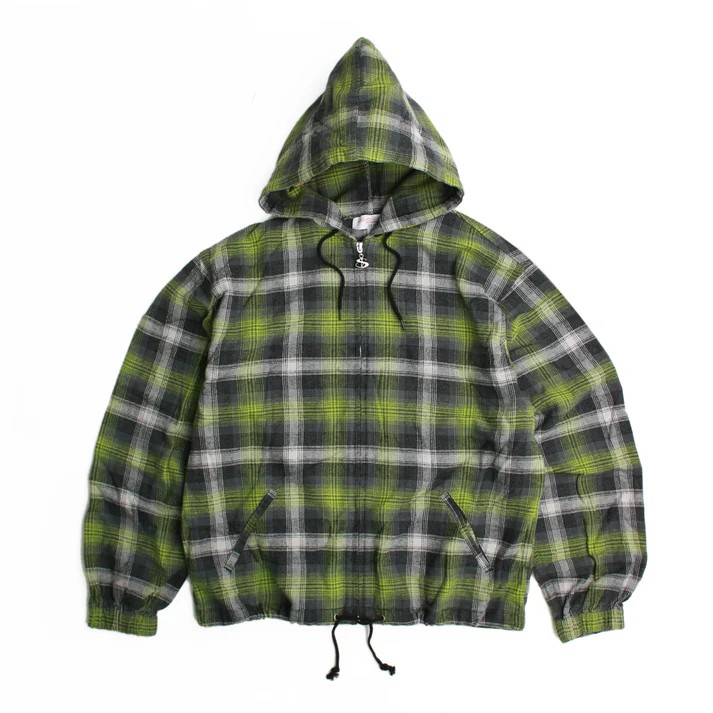 YARDSALE TARTAN FULL ZIP HOOD GREEN | PROV ONLI