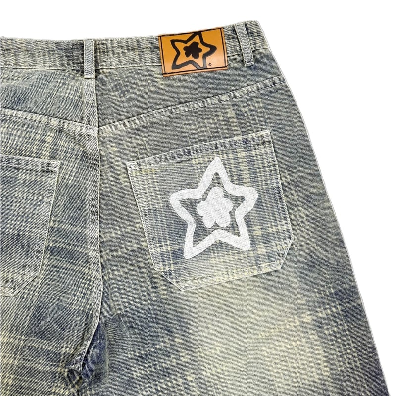 STARTEAM PLAID STAR JEANS SHORTS BLUE | PROV ON