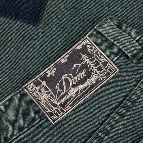 DIME BAGGY DENIM PANTS DISTRESSED GREEN