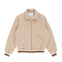 POP TRADING COMPANY VARSITY JACKET WHITE PEPPER