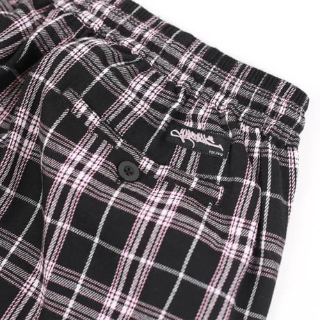 YARDSALE SHORELINE PLAID SHORTS BLACK/PINK
