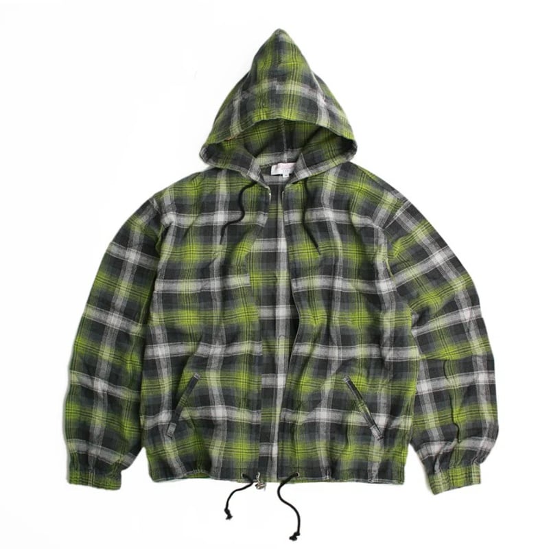 YARDSALE TARTAN FULL ZIP HOOD GREEN | PROV ONLI