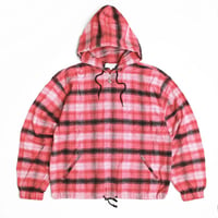 YARDSALE TARTAN FULL ZIP HOOD RED