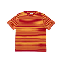 POP TRADING COMPANY STRIPED LOGO TEE ISLAND POPPY