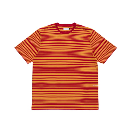 POP TRADING COMPANY STRIPED LOGO TEE ISLAND POPPY