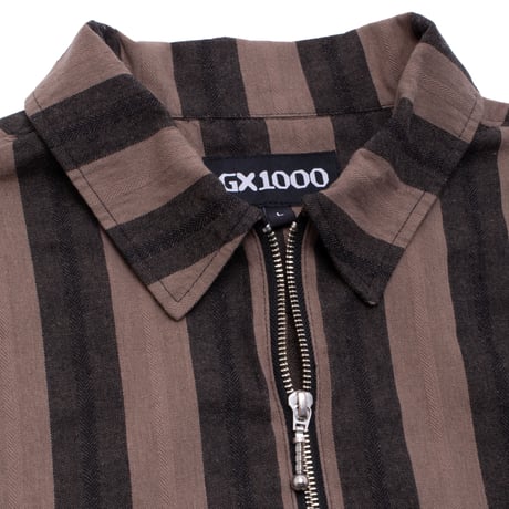 GX1000 ZIP UP SHIRT BLACK/BROWN STRIPE
