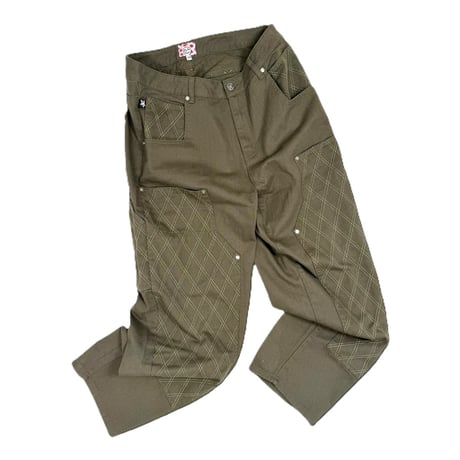 STAR TEAM CROSS STITCH DOUBLE KNEE JEANS OLIVE