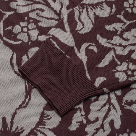 GX1000 JACQUARD KNIT FLORAL SWEATER BROWN