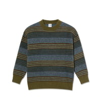 POLAR SKATE CO. GEORGE SWEATER BLUE GREEN STRIPE