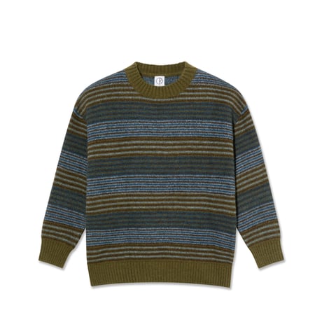 POLAR SKATE CO. GEORGE SWEATER BLUE GREEN STRIPE