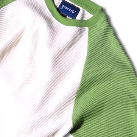 PROV WAFFLE RAGLAN THERMAL CREAM/GREEN
