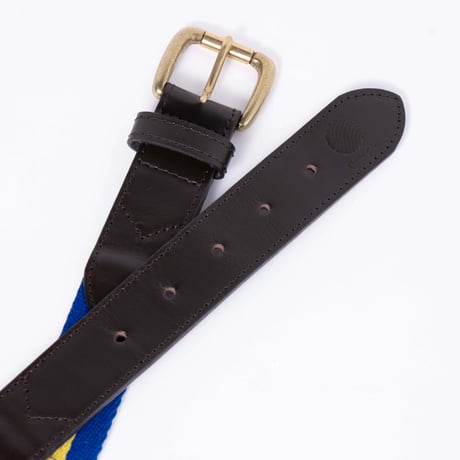 HELLRAZOR TRIM STRIPED LEATHER BELT BLUE / YELLOW