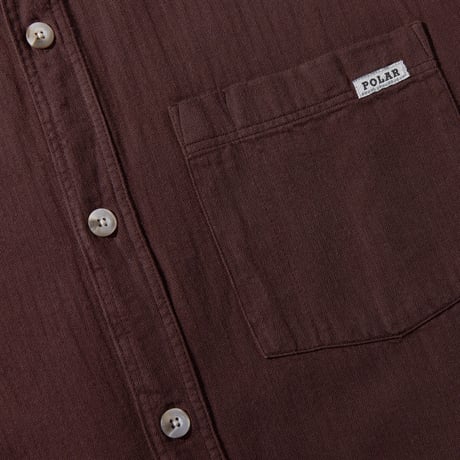 POLAR SKATE CO. MITCHELL HERRINGBONE L/S SHIRT WINE