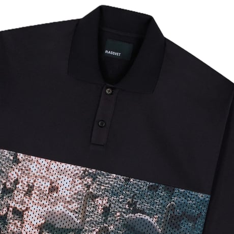 RASSVET SWAN MESH LS POLO BLACK