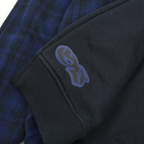 YARDSALE PURE PLAID REVERSIBLE HOOD BLACK / INDIGO