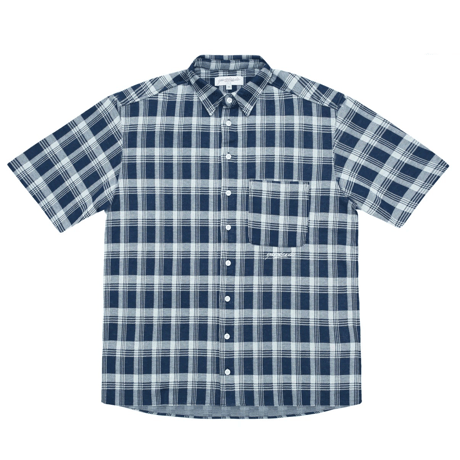 YARDSALE KNITTED SHORT SLEEVED SHIRT BLUE / WHITE