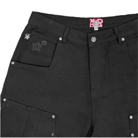 STARTEAM DOUBLE KNEE SEAM JEAN SHORTS BLACK
