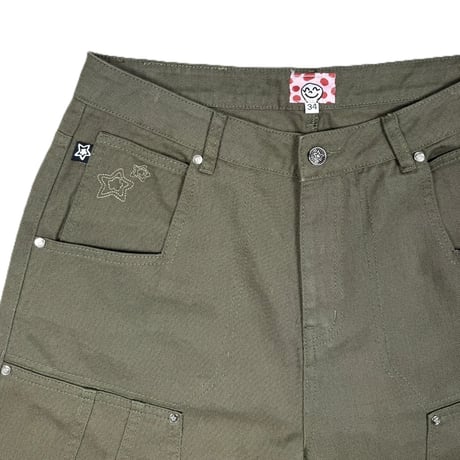 STARTEAM DOUBLE KNEE SEAM JEAN SHORTS OLIVE