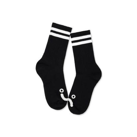 POLAR RIB HAPPY SAD SOCKS BLACK