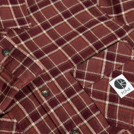 POLAR SKATE CO. MIKE FLANNEL LS SHIRT OXBLOOD CHECK