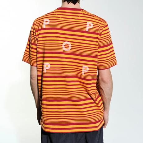 POP TRADING COMPANY STRIPED LOGO TEE ISLAND POPPY