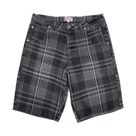 STARTEAM PLAID STAR JEANS SHORTS BLACK