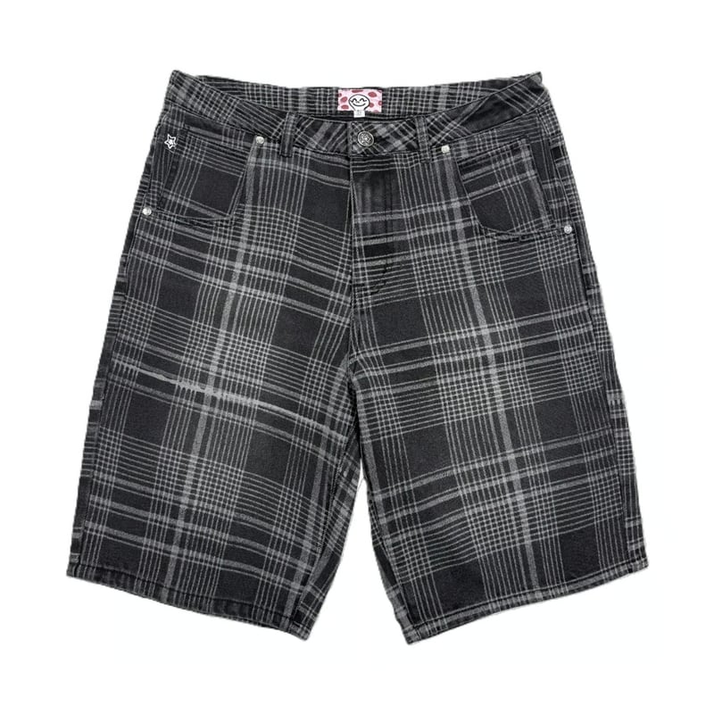 starteam Plaid Star Jeans Shorts Black