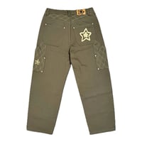 STAR TEAM CROSS STITCH DOUBLE KNEE JEANS OLIVE
