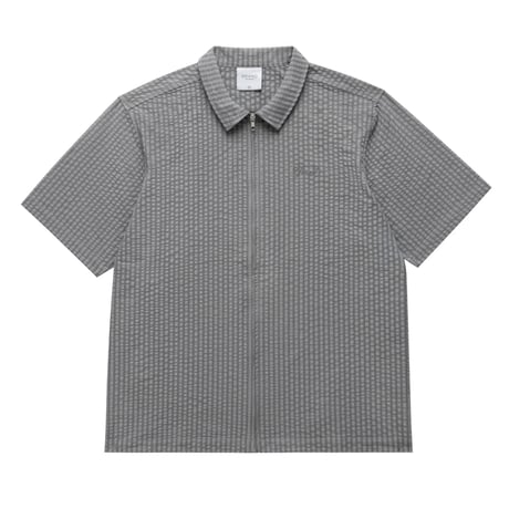 GRAND COLLECTION SEERSUCKER ZIP UP S/S SHIRT GREY