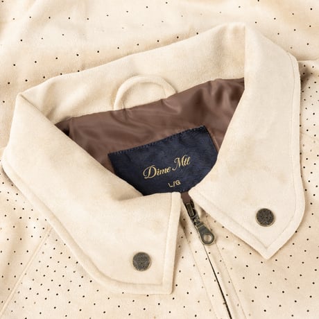 DIME PERFORATED FAUX SUEDE JACKET TAN