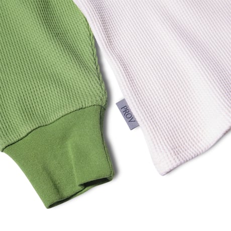 PROV WAFFLE RAGLAN THERMAL CREAM/GREEN