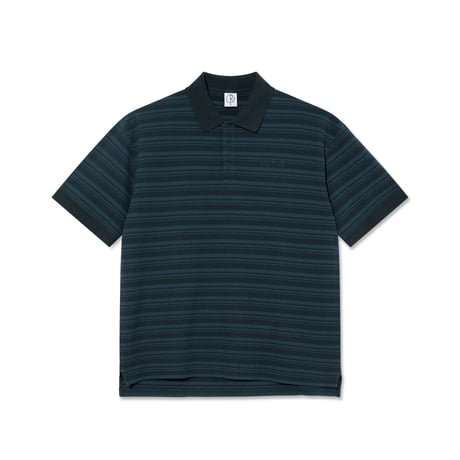 POLAR SKATE CO. STRIPE SURF POLO SHIRT NEPTUNE BLUE