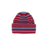 POP TRADING COMPANY STRIPED BEANIE EARTH RED / BLUE